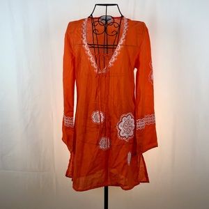 Mud Pie sheer cotton embroidered coverup/tunic S